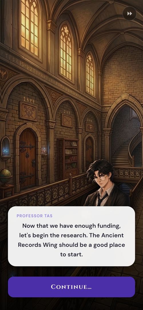 Professor Tas talking to the player in the Academy&rsquo;s Ancient Records Wing